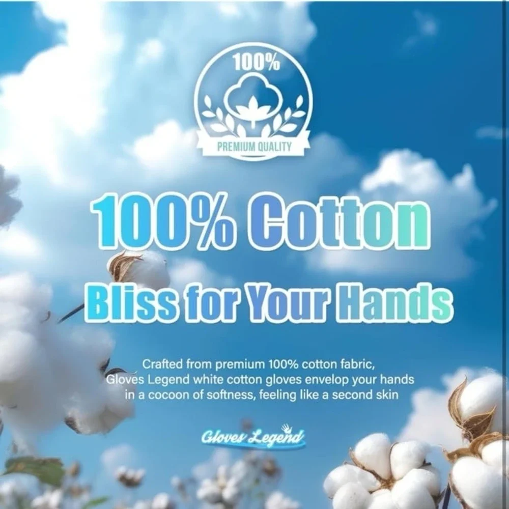 White Cotton Inspection Work Gloves | Coin Silver Art Handling Cosplay Costume |